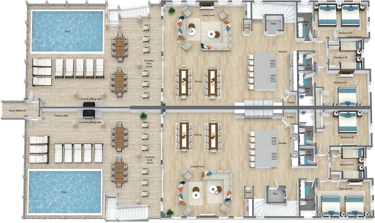 Seaside West 12 Bdrm, 11,5 Bath, Private Pools, Sleeps 36 *